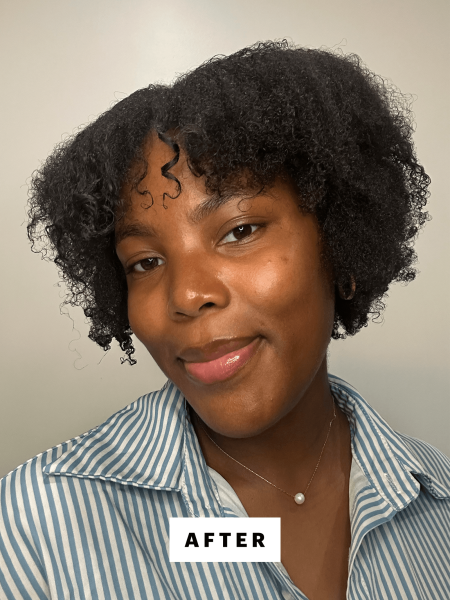 A selfie of Allure creative producer Sydney Malone after using the Pattern Blow Dryer